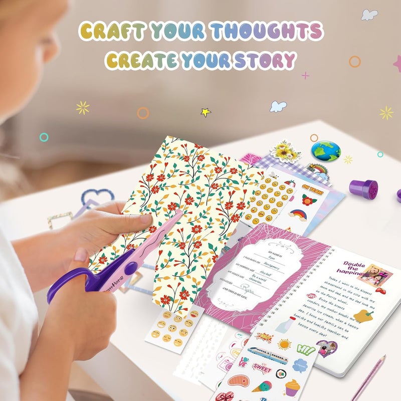 PERRYHOME 2-Pack DIY Journal Kit for Girls - 200+Pcs Journal Set for Teen & Tween Girls, Journaling Art & Crafts Kits,Scrapbook&Diary Supplies Set, Christmas Gifts for 8 9 10 11 12 13 14 Year Old Girl - Image 4
